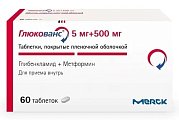 Купить глюкованс, таблетки, покрытые пленочной оболочкой, 500мг+5мг, 60 шт в Балахне