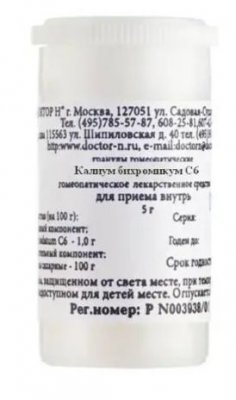 Купить калиум бихромикум с6 гомеопатический монокомпонентный препарат природного происхождения 5 гр гранулы гомеопатические в Балахне
