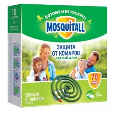 Купить mosquitall (москитолл) универсальная защита спирали от комаров, 10 шт  в Балахне