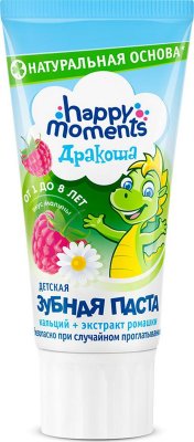 Купить happy moments (хэппи моментс) зубная паста для детей дракоша малина, 60мл в Балахне