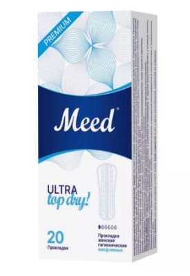 Купить meed ultra top dry (мид) прокладки ежедневные ультратонкие усеченные, 20 шт в Балахне
