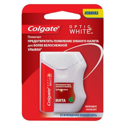 Купить колгейт (colgate) зубная нить optic white, 25 м в Балахне