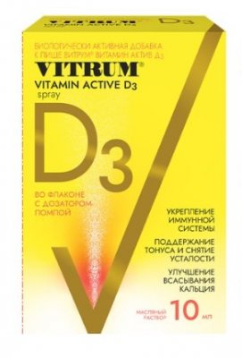 Купить витрум витамин д3 актив 400ме, спрей 10мл бад в Балахне