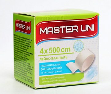 Пластырь Master Uni (Мастер-Юни) медицинский фиксирующий на нетканной основе 4см х500см