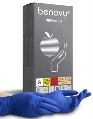 Купить перчатки benovy смотровые латексные нестерильные неопудрен повышенной прочности размер s 25 пар в Балахне