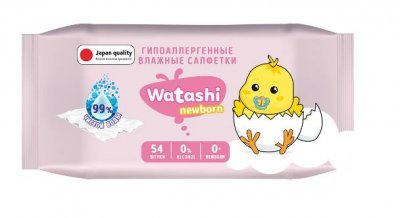 Купить watashi (ваташи) салфетки влажные для детей 0+, 54шт в Балахне