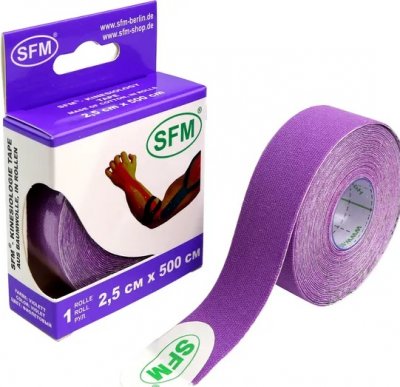 Купить лента (тейп) кинезиологическая sfm-plaster на хлопковой основе  2,5см х 5м фиолетовый в Балахне