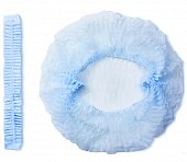 Купить шапочка-берет шарлотта нестерильная спанбонд плотность 8/м2, размер 52-62, длина 48см, голубая 125 шт в Балахне