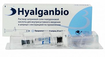 Гиалганбио (Hyalganbio) раствор натриевой соли гиалуроновой кислоты для для внутрисуставного введения 20 мг/2 мл шприц 1 шт.