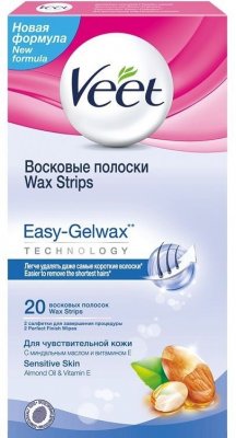 Купить вит (veet) восковые полоски для депиляции для чувствительной кожи easy gel-wax, 20 шт  в Балахне
