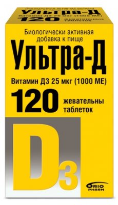 Купить ультра-д витамин д3 25 мкг (1000ме), таблетки жевательные 425мг, 120 шт бад в Балахне