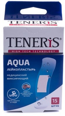 Купить пластырь teneris aqua (тенерис) водостойкий фиксирующий полимерная основа, 15 шт в Балахне
