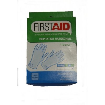 Купить перчатки first aid смотр. н/стер. латекс. опудр., m №10 в Балахне