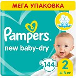 Pampers New Baby (Памперс) подгузники 2 мини 4-8кг, 144шт