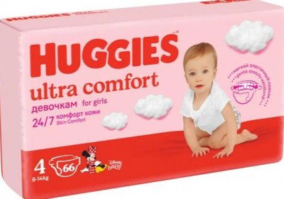 Купить huggies (хаггис) подгузники ультра комфорт для девочек 8-14кг 66 шт в Балахне
