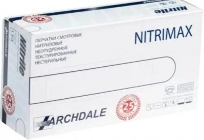 Купить перчатки archdale nitrimax смотровые нитриловые нестерильные неопудренные текстурные размер хs, 100 шт белые в Балахне