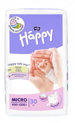 Купить bella baby happy (белла) подгузники для недоношенных детей размер микро 600-1200г, 30 шт в Балахне