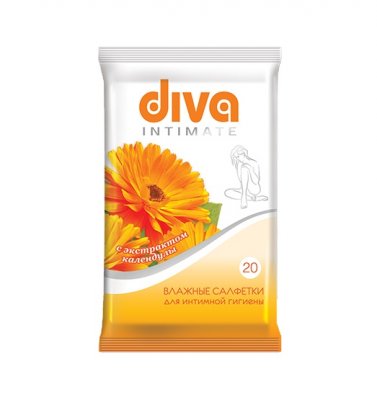 Купить diva (дива) салфетки влажные для для интимной гигиены с календулой, 20 шт в Балахне