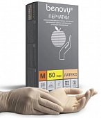 Купить перчатки benovy смотровые латексные нестерильные неопудрен размер m 50 пар в Балахне