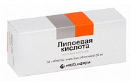 Купить липоевая кислота, таблетки покрытые оболочкой 25мг, 50 шт в Балахне