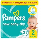 Купить pampers new baby (памперс) подгузники 2 мини 4-8кг, 27шт в Балахне