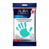 Купить aura (аура) дерма протект салфетки влажные антибактериальные алоэ, 15 шт в Балахне