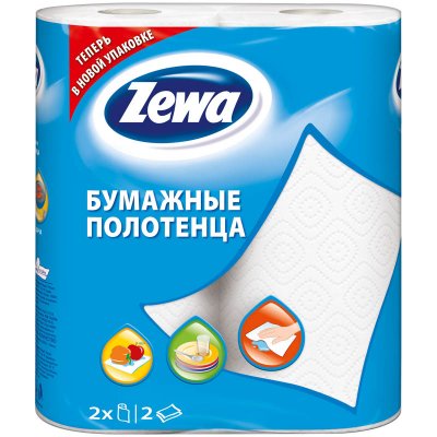 Купить полотенца бумажные zewa (зева) белые двухслойные, 2шт в Балахне