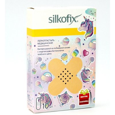 Купить silkofix (силкофикс) пластырь полимерная основа с хлоргексидином 1,9х7,2см, 10 шт единорог в Балахне