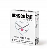 Купить masculan (маскулан) презервативы утолщенные черного цвета black ultra safe 3шт в Балахне