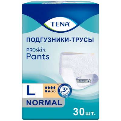 Купить tena proskin pants normal (тена) подгузники-трусы размер l, 30 шт в Балахне