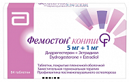 Купить фемостон конти, таблетки покрытые пленочной оболочкой 5мг+1мг 84шт в Балахне