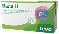 Купить валз-н, таблетки, покрытые пленочной оболочкой 80мг+12,5мг, 28 шт в Балахне