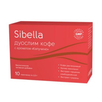 Купить sibella (сибелла) дуослим кофе с ароматом капучино, пакет-саше 2г, 10 шт бад в Балахне