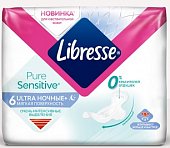 Купить libresse (либресс) прокладки ultra pure sensitive ночные+ 6 шт в Балахне