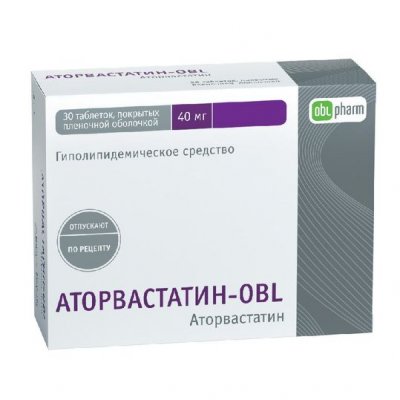 Купить аторвастатин-obl, таблетки, покрытые пленочной оболочкой 40мг, 30 шт в Балахне