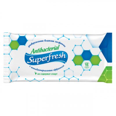 Купить superfresh (суперфреш) салфетки влажные антибактериальные 15шт в Балахне