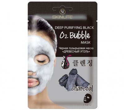 Купить skinlite (скинлайт) маска для лица черная пузырьковая древесный уголь, 20г в Балахне