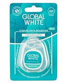 Купить глобал вайт (global white) зубная нить со вкусом свежей мяты с хлоргексидином, 50м в Балахне