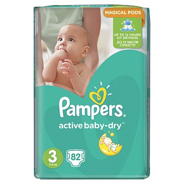 Pampers Active Baby (Памперс) подгузники 3 миди 6-10кг, 82шт