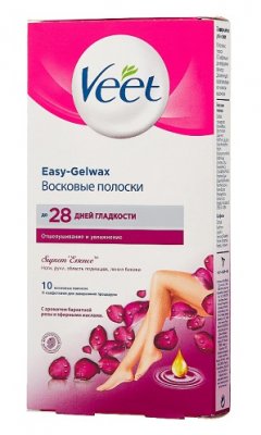 Купить veet easy-gelwax (вит) полоски восковые для тела с ароматом бархатной розы и эфирными маслами, 10 шт в Балахне