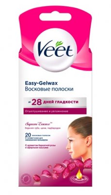 Купить veet easy-gelwax (вит) восковые полоски для лица с ароматом бархатной розы, 20 шт в Балахне
