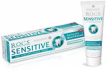 Рокс (R.O.C.S) зубная паста Sensitive Repair Whitening, Восстановление и отбеливание, 94г