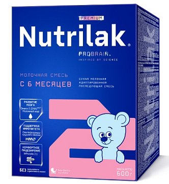 Нутрилак Премиум 2 (Nutrilak Premium 2) молочная смесь с 6 месяцев, 600г