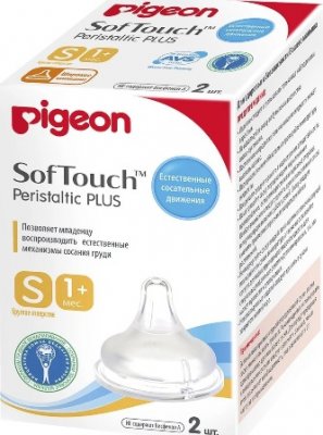 Купить pigeon softouch peristaltic plus (пиджен) соска силиконовая для бутылочки с 1 месяца, размер s 3 шт в Балахне