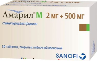 Купить амарил м, таблетки, покрытые пленочной оболочкой 2мг+500мг, 30 шт в Балахне