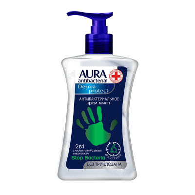 Купить aura (аура) дерма протект крем-мыло антибактериальное 2в1, 250мл в Балахне
