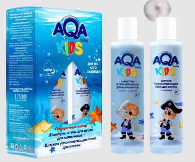 Купить aqa baby (аква беби) kids набор: шампунь и гель для душа для мальчиков с морскими минералами 200 мл+пена для ванны с лавандой 200 мл в Балахне