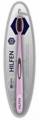 Купить хелфен (hilfen) зубная щетка средней жесткости черная щетина розовая, 1шт в Балахне