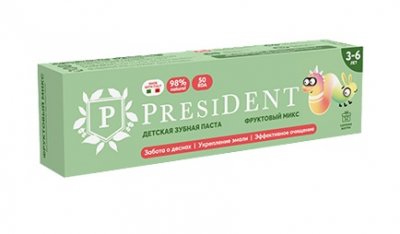 Купить президент (president) зубная паста для детей 3-6лет фрутовый микс, 43г 50rda в Балахне