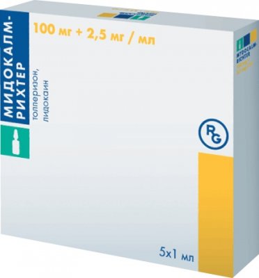 Купить мидокалм-рихтер, раствор для внутримышечного введения 100 мг+2,5 мг/мл, ампула 1мл 5шт в Балахне